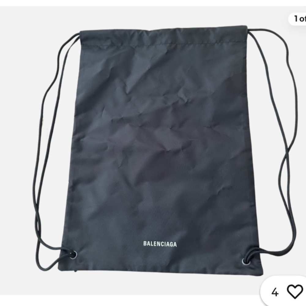Balenciaga Black Drawstring Backpack with White Logo minimal 19x14
